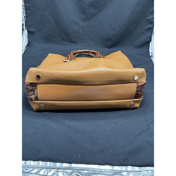 Michael Kors Python Embossed Satchel Bag Leather Acorn NWT Brown Office Tote - Picture 6 of 16